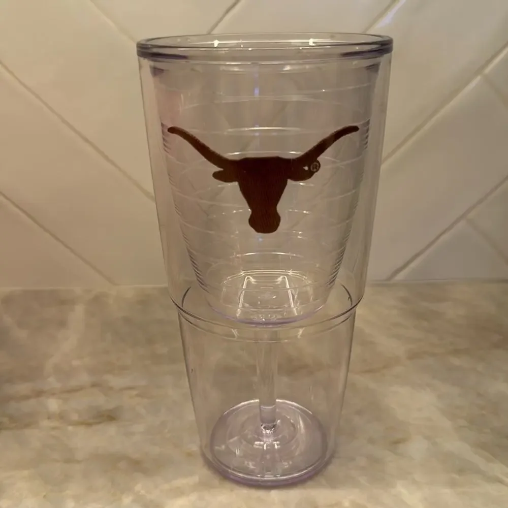 TERVIS Tumbler 16 oz Clear Encased Wine Glass Goblet Cup UT Texas Longhorn - Picture 1 of 4